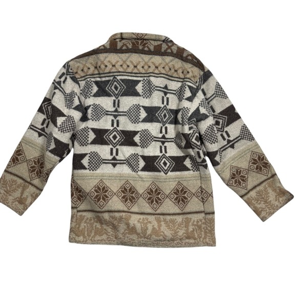 B Free Mens Brown M Julian Leather Trim Southwest Aztec Blanket Jacket Medium - Picture 2 of 6
